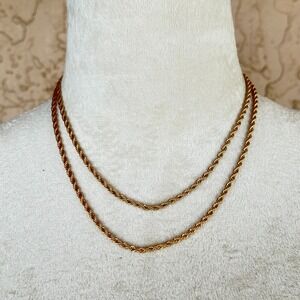 Signed KJL Gold Tone 34" Thick Heavy Rope Chain Necklace Beautiful Excellent!